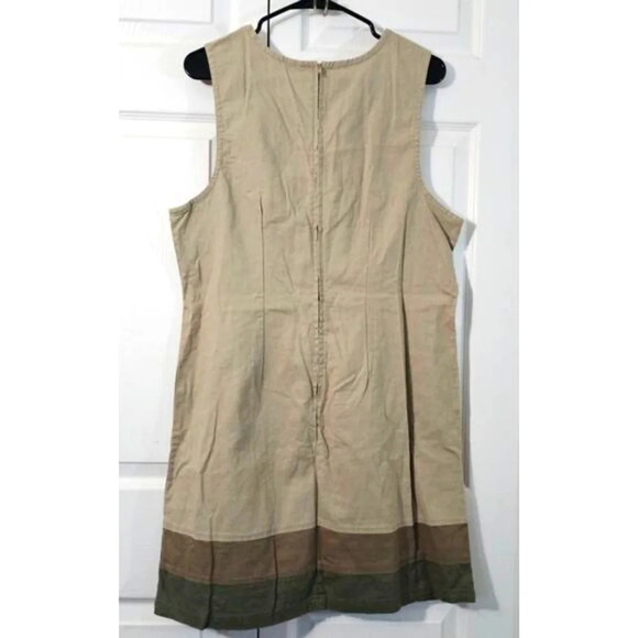 Jenna Lane New York Brown Embroidered V-Neck Sheath Dress Large Linen Blend - Picture 8 of 8